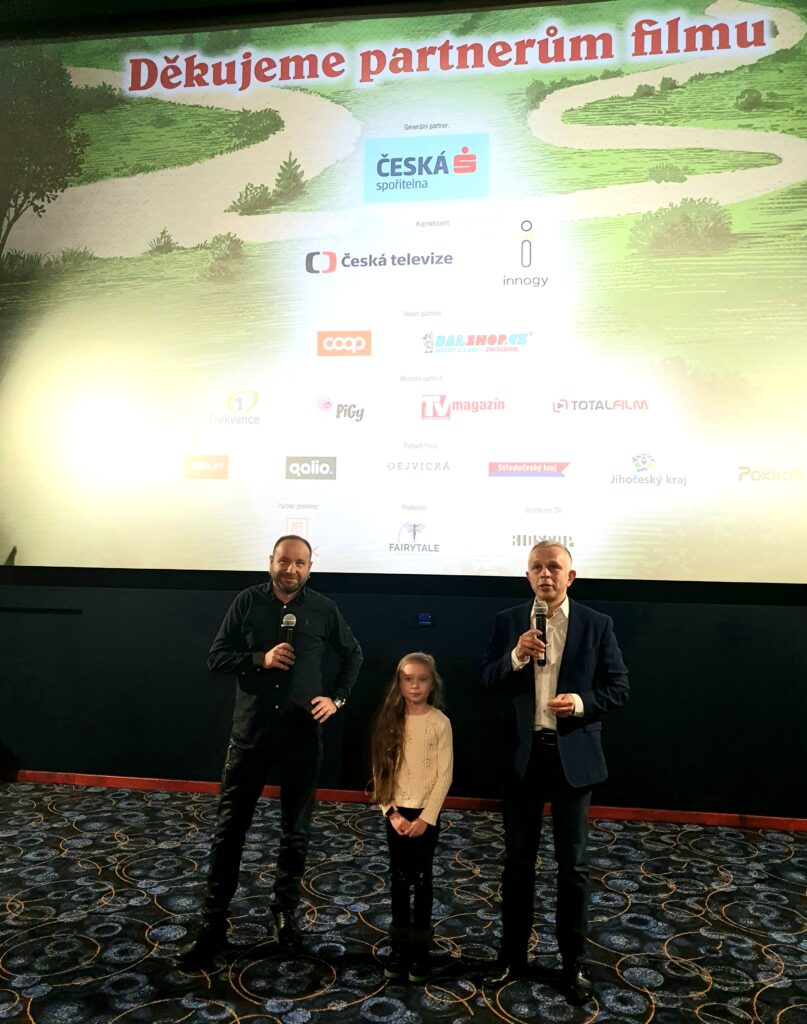 Režisér filmu Ivo Macharáček, naše největší dětská hvězda Valentýna Bečková a producent Robert Plavec.