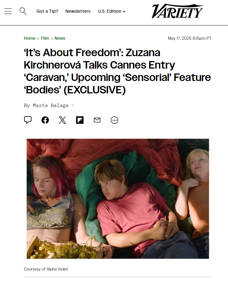 Zleva Juliána Brutovská, David Vostrčil a Anna Geislerová ve filmu Karavan režisérka Zuzany Kirchnerové.
